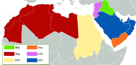 Regional Arabic dialect map | Download Scientific Diagram