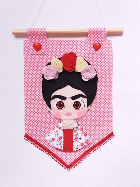 Flâmula da Frida Kahlo em Feltro DIY Molde para Imprimir