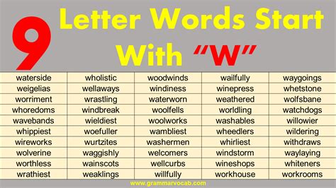 Nine Letter Words Starting With W Grammarvocab