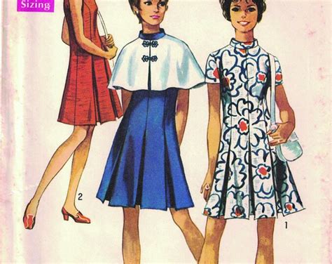 Simplicity 8685 Vintage Sewing Pattern Circa 1970 Oop Misses Size 12 Dress And Cape Uncut