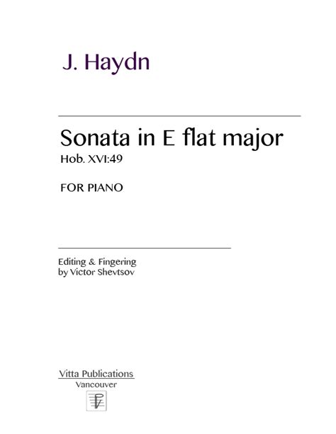 Haydn Sonata In E Flat Major Hob Xvi Pages Piano Sheet Music