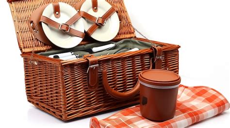 Premium Photo Insulated Willow Picnic Basket For Stylish Outdoor Dining