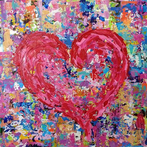 Red Heart Painting 12 Original Artwork On Canvas Etsy Heart