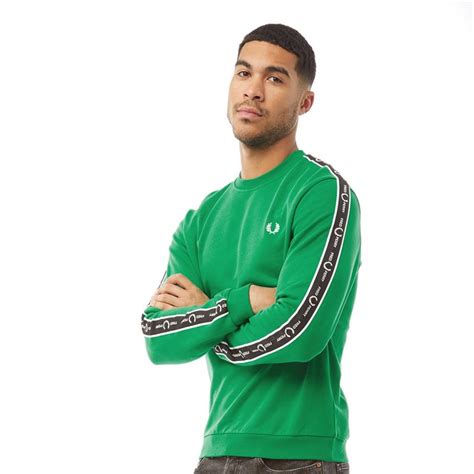 Buy Fred Perry Mens Taped Shoulder Sweatshirt Electric Green