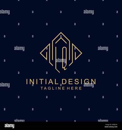 Initial Logo LQ Monogram With Rhombus Line Style Design Vector Graphic