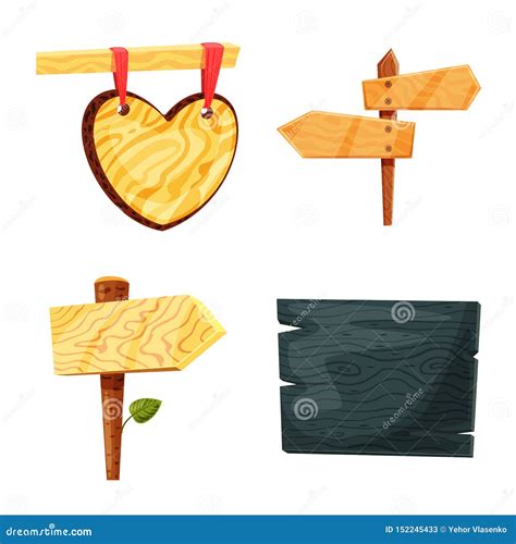 Isolated Object Of Signboard And Wood Icon Set Of Signboard And Wooden