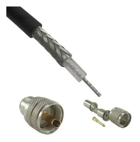 Kit Cabo Coaxial Rg 58 15mts Conector Uhf Macho E Mini Macho Frete grátis