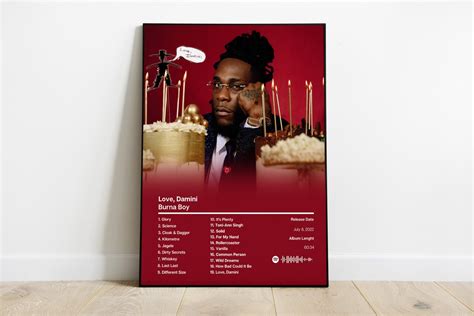 Burna Boy Poster Love Damini Poster Tracklist Album Cover Poster