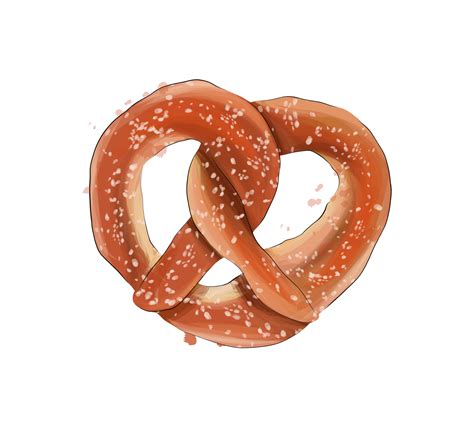 Pretzel De Pinturas Multicolores Salpicadura De Acuarela Dibujo