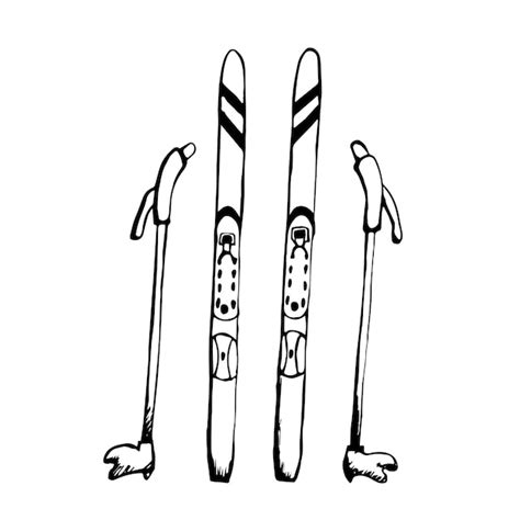 Premium Vector Doodle Skis