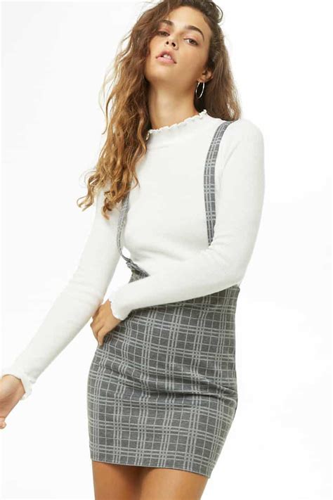 Buy Plaid Suspender Dress Cheap Online