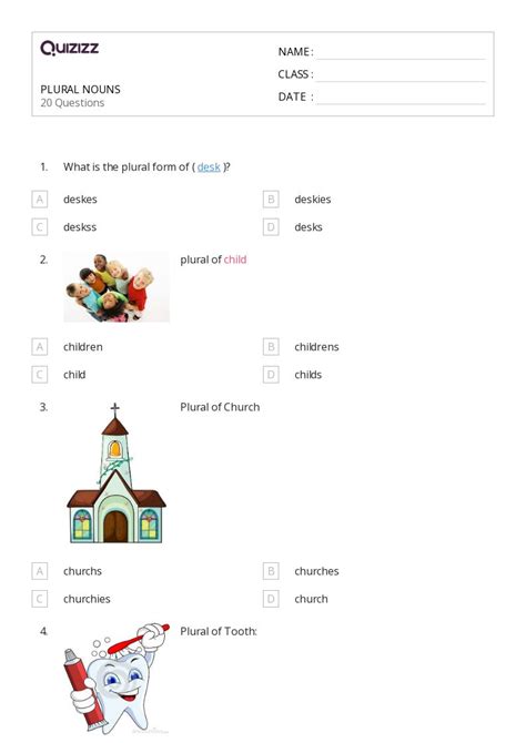 50 Plural Nouns Worksheets For 6th Grade On Quizizz Free And Printable