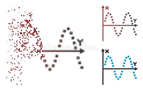 Sparkle Pixel Halftone Sine Plot Icon Stock Vector Illustration Of