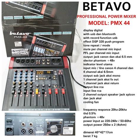 Jual Power Mixer 4ch 4 Canel Betavo PMX 44 Bluetooth USB Effect Di