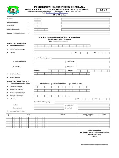 Contoh Surat Pindah Penduduk In 2024 Sheet Music