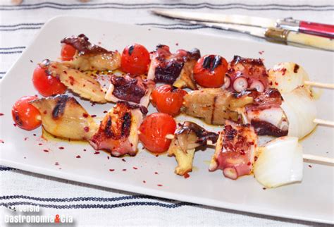 Brochetas De Pulpo A La Parrilla Con Setas Una Receta Sana Suculenta