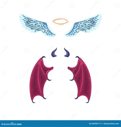 Vector Angel And Daemon Wings Set Leathery Wings Of Devil And Angel