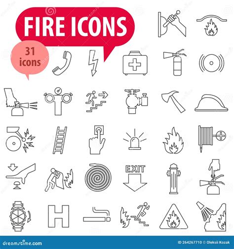 Fire And Firefighting Icon Set Fire Prevention And Elimination