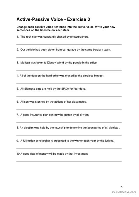 Active To Passive Voice General Gra English Esl Worksheets Pdf Doc