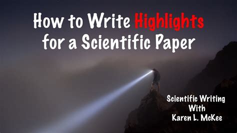 How To Write Highlights For A Scientific Paper Youtube