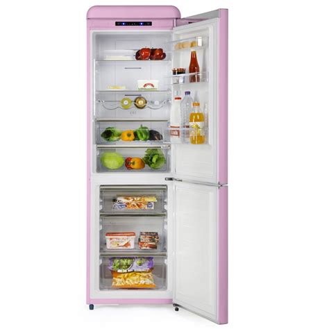 Swan Sr11020fpn Retro Frost Free Fridge Freezer Pink Kettle And