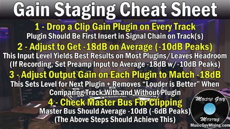 Gain Staging Cheat Sheet How To Nail Gain Staging Music Guy Mixing