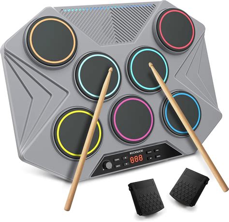 Amazon ROCKSOCKI Electronic Tabletop Drum Set Portable Digital