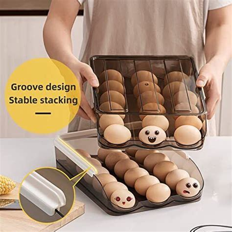 Auto Scrolling Egg Holder Organizer 54 Count Egg Container For