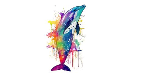 Premium Photo | A colorful dolphin with a rainbow painted effect.