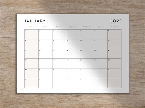 2023 Minimalist Printable Calendar Editable PDF Desk Calendar Large ...