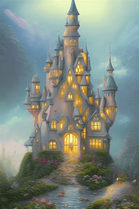 Fairytale Castle In The Clouds Creative Fabrica