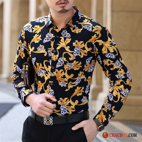 Chemise Homme Fashion Pas Cher Impression Décontractée Légère Homme Soie