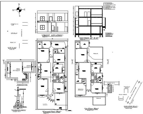 Basement Plan Ground Floor And First Floor Plan Design In Autocad 2d