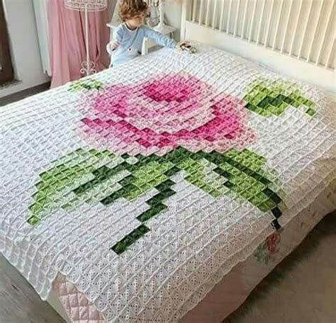 Örgü Yatak Örtüsü Modelleri Mimuu Pixel crochet blanket