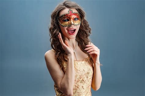 Premium Photo Portrait Of Laughing Woman Holding Her Hands Near The Face