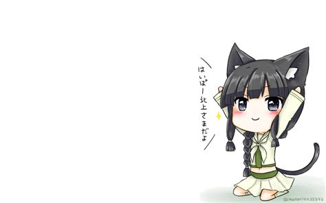 Animal Ears Anthropomorphism Black Eyes Black Hair Catgirl Kantai