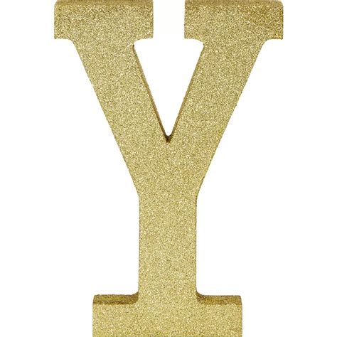 Glitter Gold Letter Y Sign 6in X 9in Party City