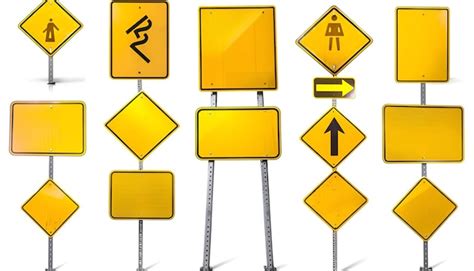 Premium Photo Different Yellow Blank Road Signs On White Background