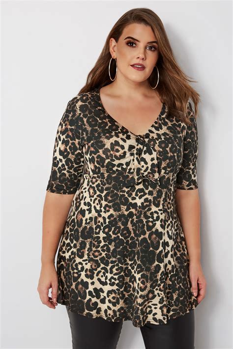 Leopard Print Knot Top Plus Size 16 To 36