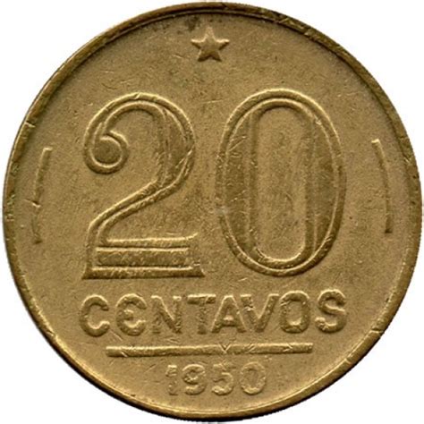 Moeda 20 Centavos De Cruzeiro Brasil 1950 REF 208