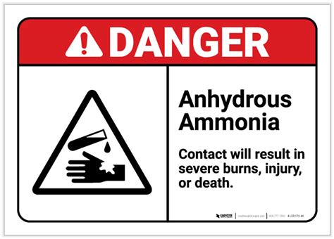 Danger: Anhydrous Ammonia/Contact Will Result in Severe Burns ANSI - Label