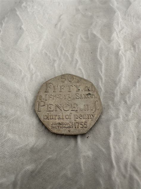 Rare P Coin Fifty Pence Coin Johnson S Dictionary Saxon Plural