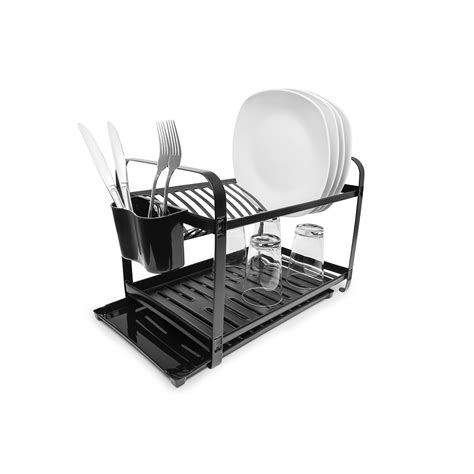 Escorredor De Louca Inox Preto 16 Pratos Bandeja E Porta Talher