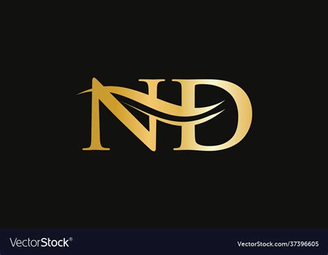 Gold Nd Letter Logo Design Royalty Free Vector Image