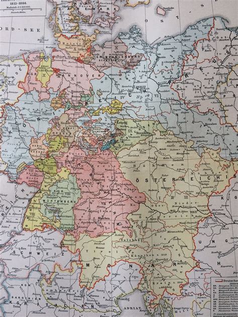 1894 Germany During The German Federation 1815 1866 Original Antique