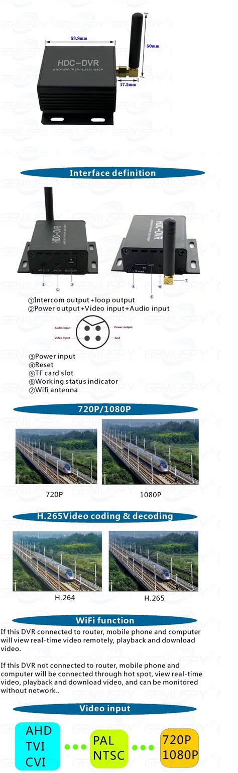 Mini AHD TVI CVI HDC DVR Wifi Network Camera H 265 Recorder Support