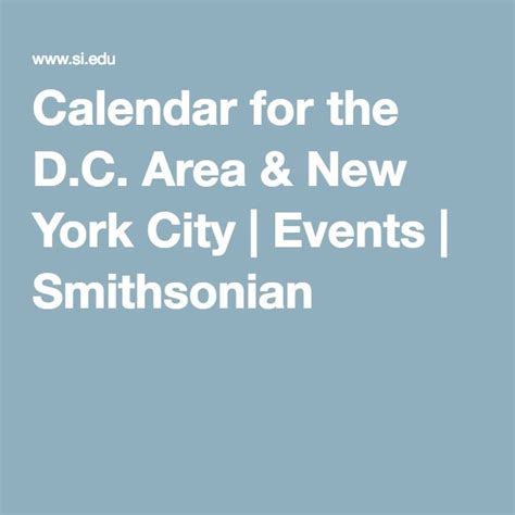 Calendar For The Dc Area And New York City Events Smithsonian New