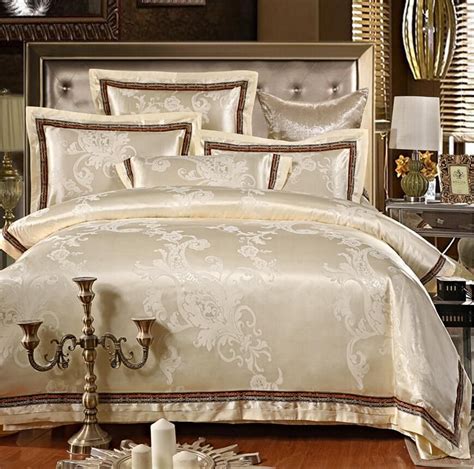 Jacquard Silk Bedding Set Luxury Embroidered Satin Doona Duvet Cover