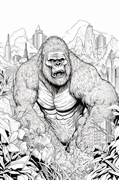 Premium Photo Coloring Page Of A King Kong Monkey Or Gorilla In A