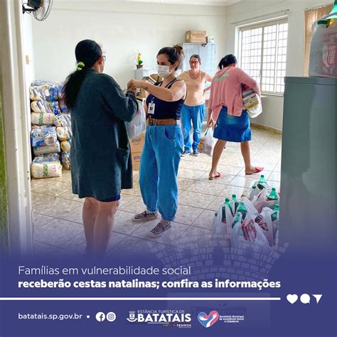 Famílias em vulnerabilidade social receberão cestas natalinas